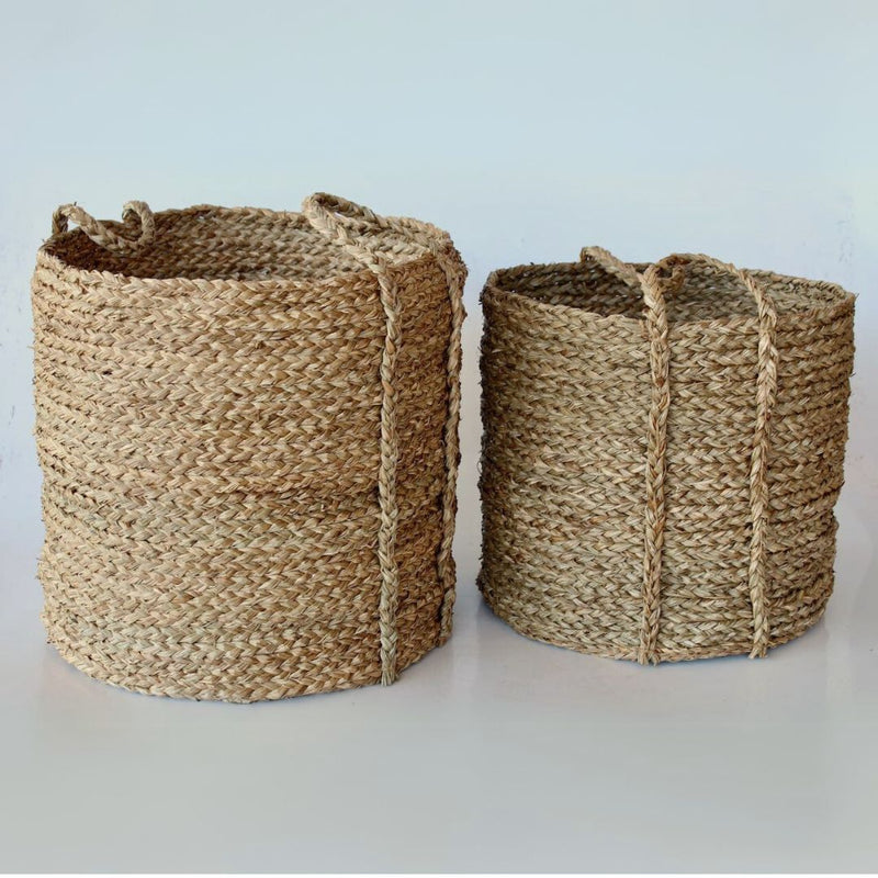 Round seagrass baskets in two sizes