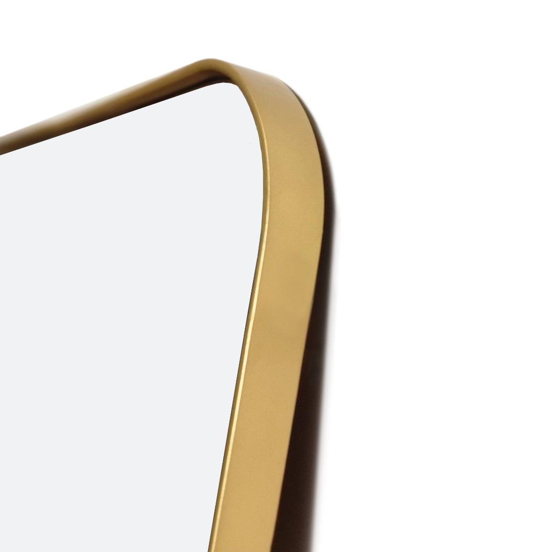 Full Length Rounded Rectangular Mirror – Gold | Woodka Interiors