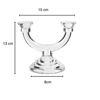 Ruth Double glass Candle Stick size chart
