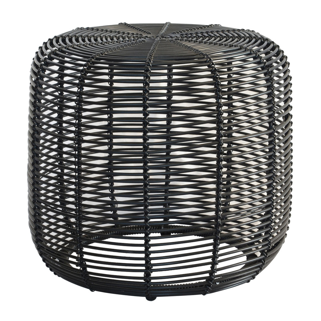 Safari Black Synthetic Rattan Stool by Woodka Interiors