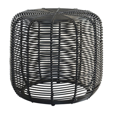 Safari Black Synthetic Rattan Stool by Woodka Interiors