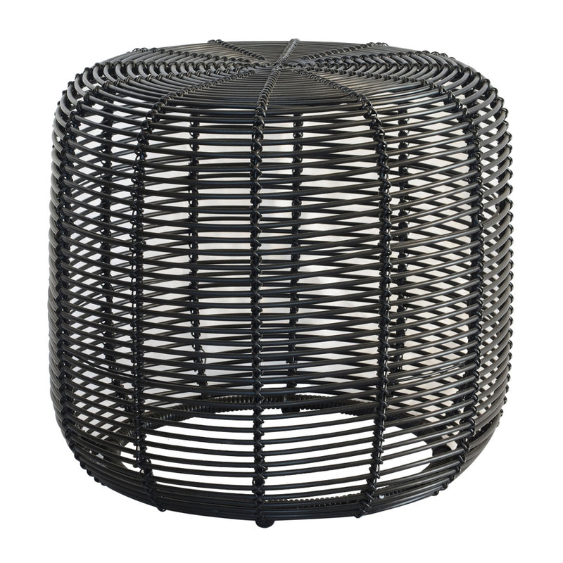 Safari Black Stool with rounded open woven design for outdoor living