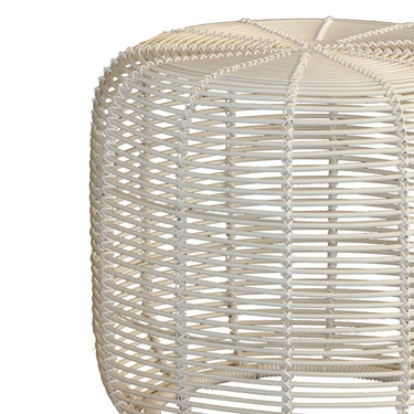 Safari White Synthetic Rattan Stool Woodka Interiors Patio Furniture