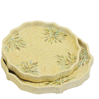 Scallpded Capiz Shell Decor Tray Set By Woodka Interiors Deco Trays