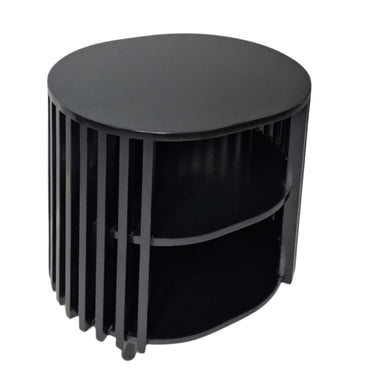 Modern nightstand with a Scandinavian design, sustainable materials, and sleek steel legs, available online at Woodka Interiors South Africa.