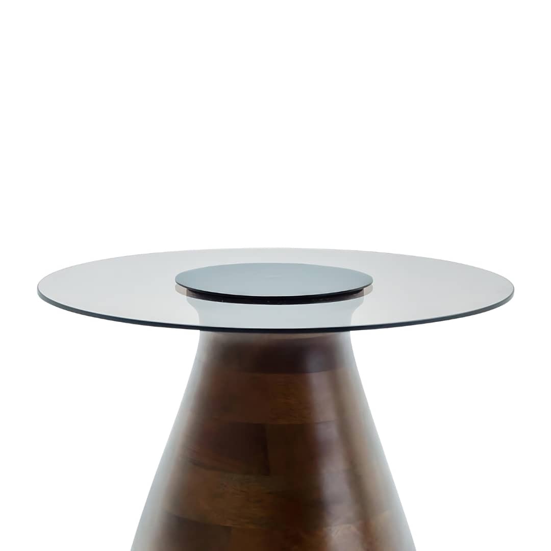 Sculpted Side Table in Husk Glass Smokey Rounf glass top | Side tables By Woodka Interiors