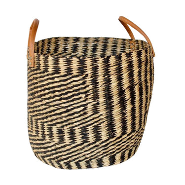 Seagrass Basket with Leather Handles | Stylish Woven Storage