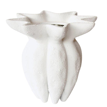 White Seapod Fluted Ceramic Vase