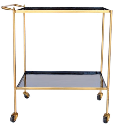 rolley side view - Modern drinks stand, black and brass cart