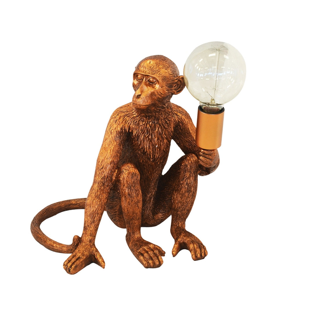 table lamp sitting resin monkey in copper