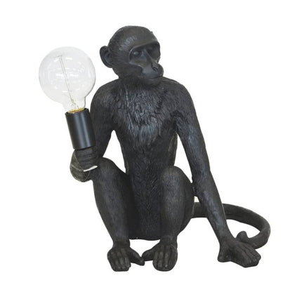 Black Sitting Monkey Table Lamp Large