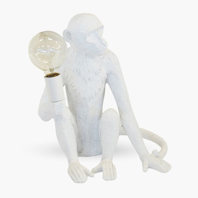 monkey table lamp in white 40cm