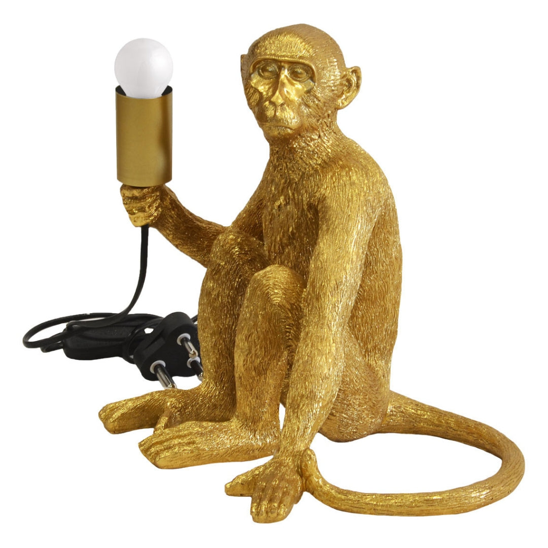 Sitting Gold Monkey Table Lamp Large