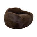 large chocolate brown plush accent chair in premium high-pile faux fur.