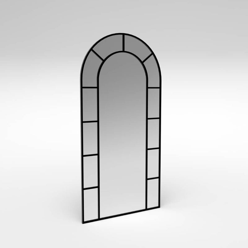arch floor mirror with a modern, full-length mirror design in black