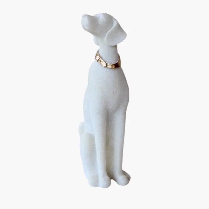 Stone Dog Statue 25cm with a gold collar