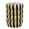 Striped Ceramic Side Table with black and cream stripes