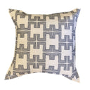 Suffren scatter cushion with charcoal black geometric labyrinth maze pattern on cream background. 60x60cm square 