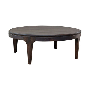 Summerhouse round dark wood coffee table in Coco finish made of solid mango wood.
