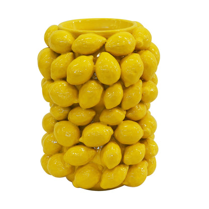 Cylindrical Ceramic Vase with lemons