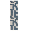 Talon fully outdoor polypropylene runners with a geometric design in blue