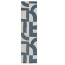 Talon fully outdoor polypropylene runners with a geometric design in blue