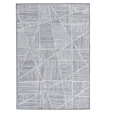 Tangram outdoor rug with geometric design in in smoke