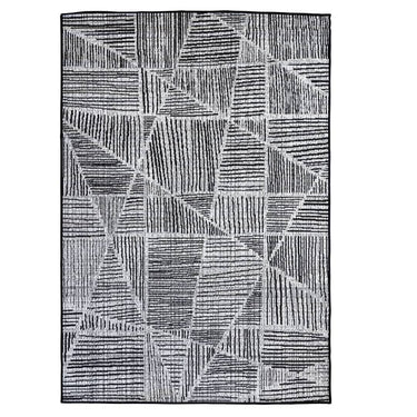 Reversible geometric outdoor rug showing the inkwell option