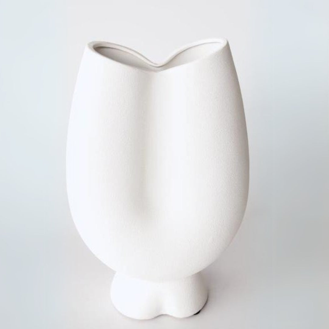 Textured White Ceramic Vase