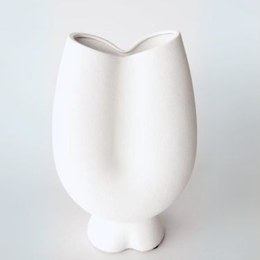 Tulip Shape Large White Ceramic Vase