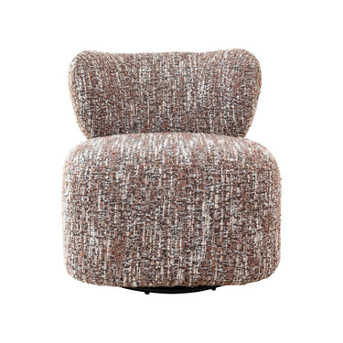 Thalia Swivel Chair in Clarisse Goji featuring a textured rust and brown multi-tonal woven fabric.