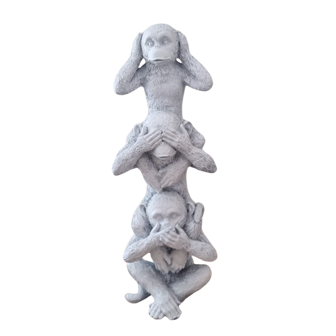 Three Wise Monkeys Ornament in White