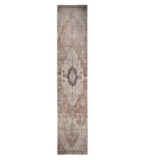 Bronze-colored rug with intricate patterns resembling treasure motifs