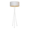 White tripod floor lamp with a white shade