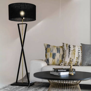 Modern standing lamp with elegant twist design and gold accents avaible online at woodka interiors south afirca