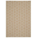 Vavu indoor outdoor area rug with a woven geometric trellis pattern in beige and light tan.