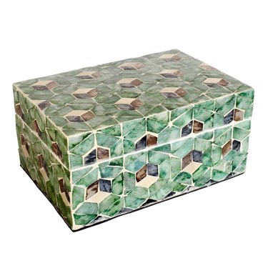 Sophisticated Verdance Decorative Box, blending green geometric patterns with refined storage solutions.