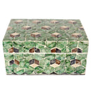 Verdance Decorative Box featuring a geometric green capiz shell design, perfect for coffee tables or shelves.