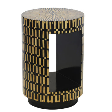 Void Side Table with mother of pearl finish, ideal for luxury home décor as a side table or accent stool