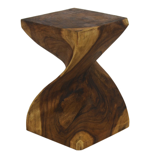 Wooden Stool with a twisted wood design by Woodka Interiors