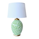 White ceramic lamp with green blobs