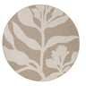 Wildvine Round beige rug with white floral pattern on a white background