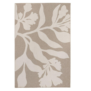 A neutral-toned Wildvine outdoor rug with a subtle botanical pattern.