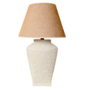 willow Textured white ceramic table lamp with beige fabric shade