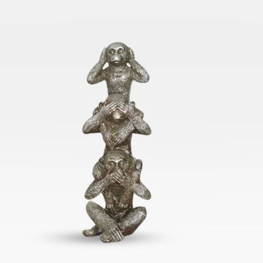 Wise Monkeys Sculpture Silver