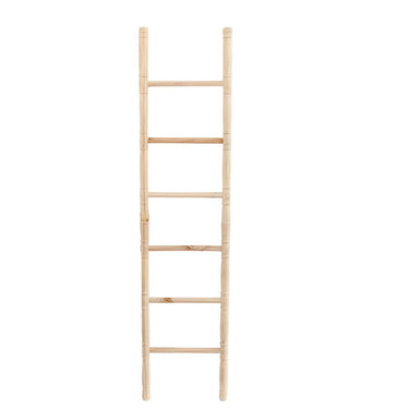 Wooden decorative ladder in natural light wood.