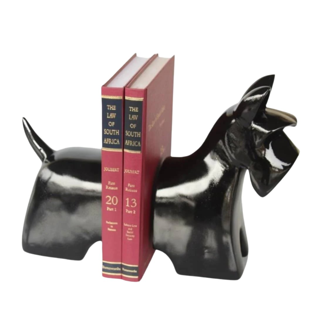 Black Scotty Dog Bookends with books