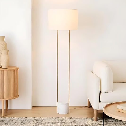 Yves Gold  Floor Lamp with Marble Base By Woodka Interiors