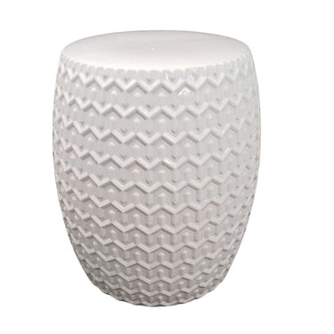 ziggy Decorative ceramic side table with embossed zigzag texture