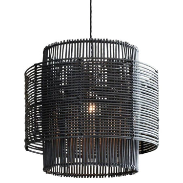 Rattan black pendant light